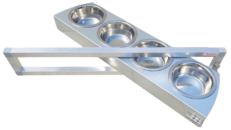 Krmný otočný pult se čtyřmi miskami (Čtyřmiska - pozink)