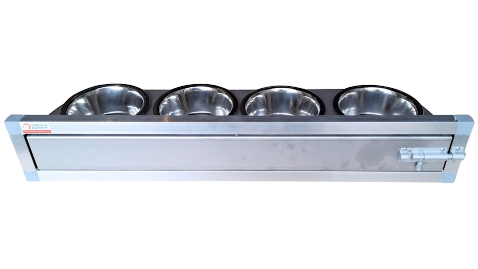 Krmný otočný pult se čtyřmi miskami (Čtyřmiska - nerez)