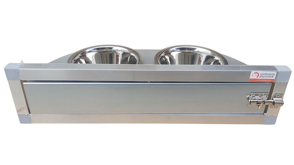 Krmný otočný pult se dvěma miskami (Dvoumiska - pozink)