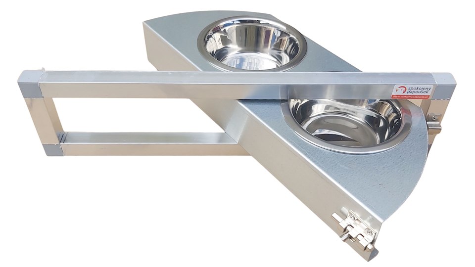 Krmný otočný pult se dvěma miskami (Dvoumiska - pozink)