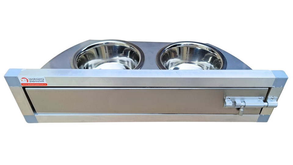 Krmný otočný pult se dvěma miskami (Dvoumiska - nerez)