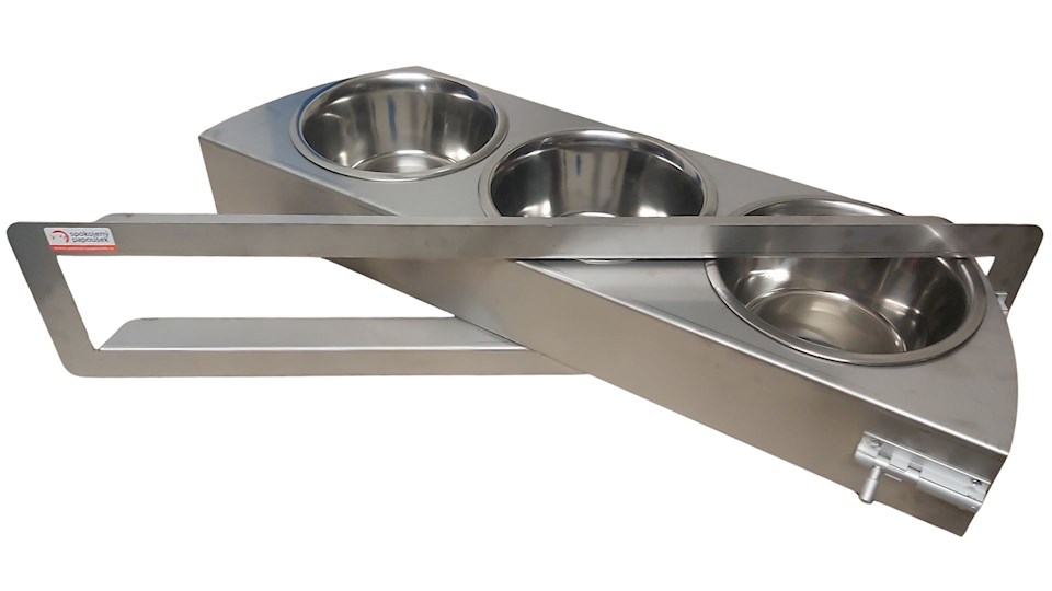 Otočný pult se třemi miskami (Třímiska - MAXI NEREZ)