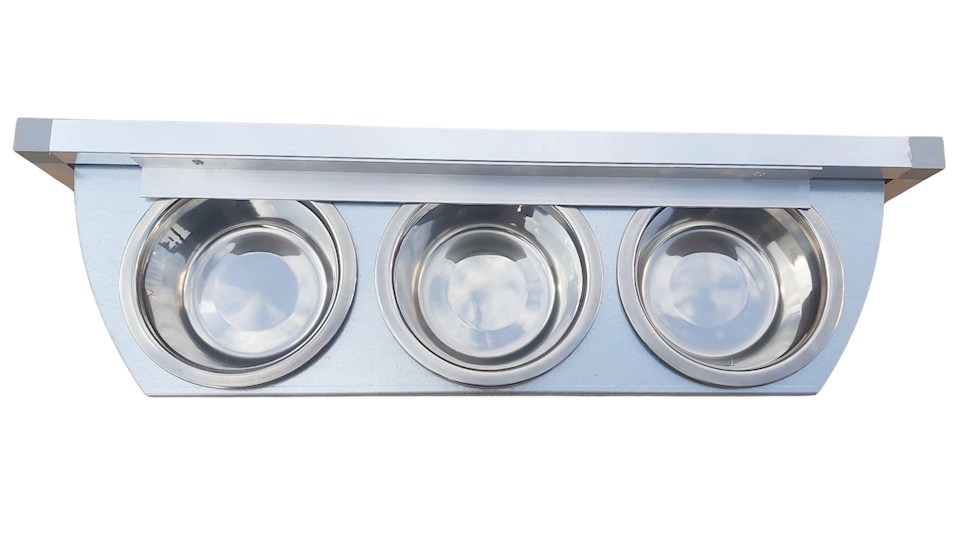 Krmný otočný pult se třemi miskami (Třímiska - pozink)