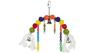 Závěsná hračka pro papoušky proutěné kuličky 22 x 25 cm