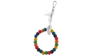 Houpačka BJ dřevěná s lanem barevná kruh 15 cm