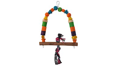 Houpačka BJ dřevěná s uzlem barevná 32 cm