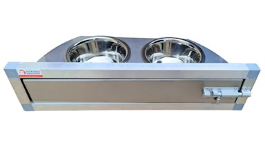 Krmný otočný pult se dvěma miskami (Dvoumiska - nerez)