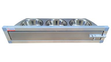 Krmný otočný pult se třemi miskami (Třímiska - nerez)